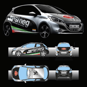 Livrea Peugeot 208 da rally di Marcello Razzini