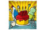 The 100 Years of Plastic. Colour drawing for Gazzetta dei Piccoli (Toddlers' Gazette) column of the Gazzetta di Parma (Gazette of Parma)
