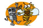 The computer that copies the behavior of bees. Colour drawing for Gazzetta dei Piccoli (Toddlers' Gazette) column of the Gazzetta di Parma (Gazette of Parma)