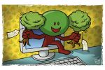 Ecocho. The inspiring muse. Colour drawing for Gazzetta dei Piccoli (Toddlers' Gazette) column of the Gazzetta di Parma (Gazette of Parma)