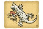 The adhesive force of the gecko's paws. Colour drawing for Gazzetta dei Piccoli (Toddlers' Gazette) column of the Gazzetta di Parma (Gazette of Parma)