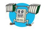 The Kindle is born, your library in a pocket. Colour drawing for Gazzetta dei Piccoli (Toddlers' Gazette) column of the Gazzetta di Parma (Gazette of Parma)