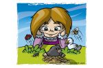 The seasons of Meret. Colour drawing for Gazzetta dei Piccoli (Toddlers' Gazette) column of the Gazzetta di Parma (Gazette of Parma)