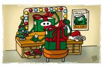 Give a book as a gift. Colour drawing for Gazzetta dei Piccoli (Toddlers' Gazette) column of the Gazzetta di Parma (Gazette of Parma)