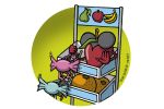 Stop the candy. Colour drawing for Gazzetta dei Piccoli (Toddlers' Gazette) column of the Gazzetta di Parma (Gazette of Parma)