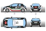 Primo layout veste grafica Peugeot 208 da rally di Maurizio Razzini