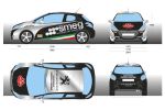 Prospetto veste grafica definitiva Peugeot 208 da rally di Maurizio Razzini