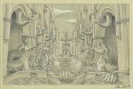 Bozzetto studio disegno Abbazia di San Galgano - Opera di Oscar Salerni per nave Costa Toscana