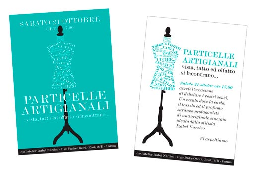 Cartolina promozionale per evento Particelle Artigianali